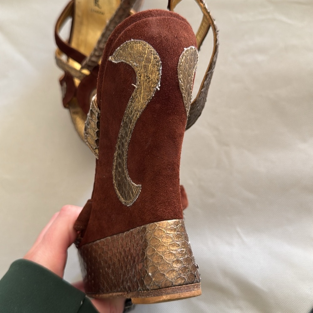 Terry de Havilland brown and gold wedges size 36 - Picture 5 of 13